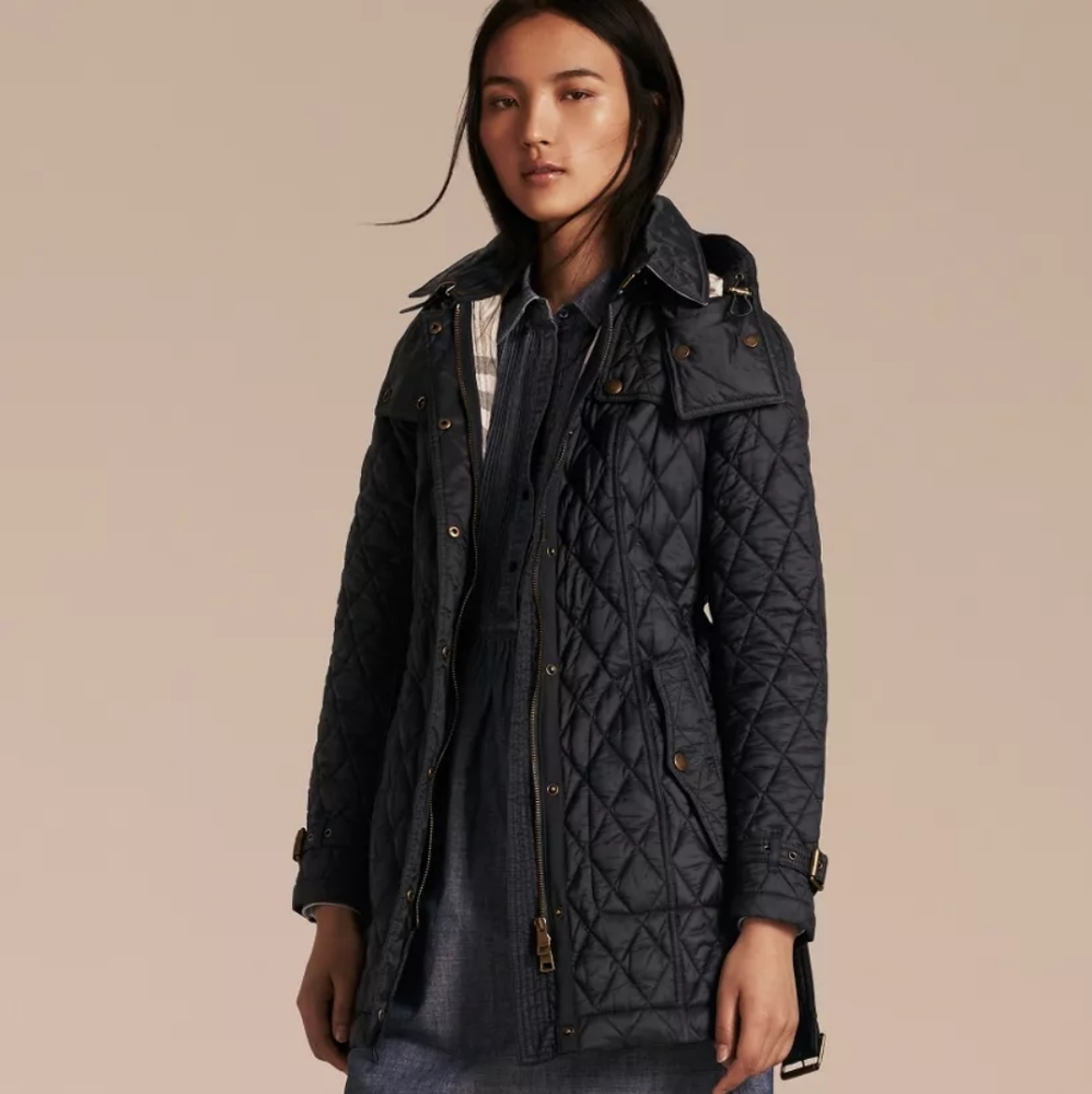 Burberry Finsbridge Long Quilted Black Jacket
